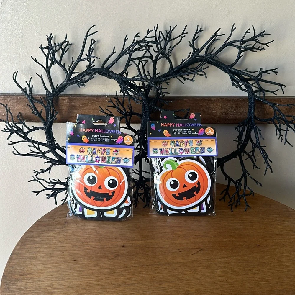 New target happy Halloween pumpkin witch Frankenstein Dracula paper banner (2)
